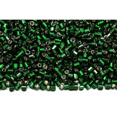 Бисер чешский PRECIOSA рубка 10/0 57150 зеленый, серебряная линия внутри, 50г