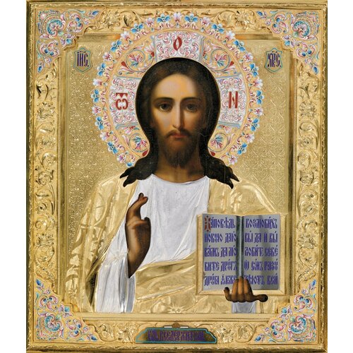 Икона Иисуса Христа Господь Вседержитель на дереве на левкасе (33 см) икона спасителя иисуса христа пастырь добрый на дереве на левкасе 40 см