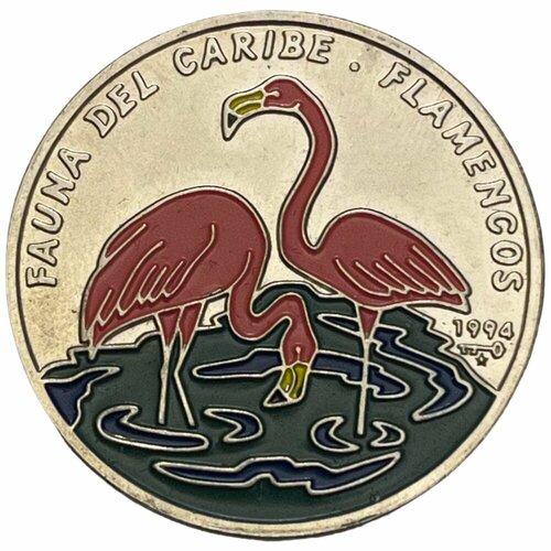 Куба 1 песо 1994 г. (Карибская фауна - Красный фламинго) куба 1 песо 1997 г карибская флора руэллия тубероса