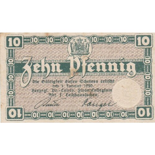 Германия (Германская Империя) Брауншвейг 10 пфеннигов 1917 г. (4) германия германская империя висбаден 10 пфеннигов 1917 г 4