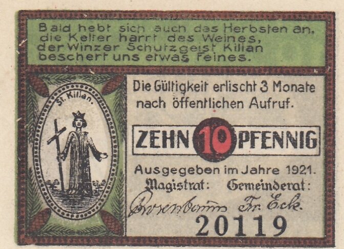Германия (Веймарская Республика) Лангевизен 10 пфеннигов 1921 г.