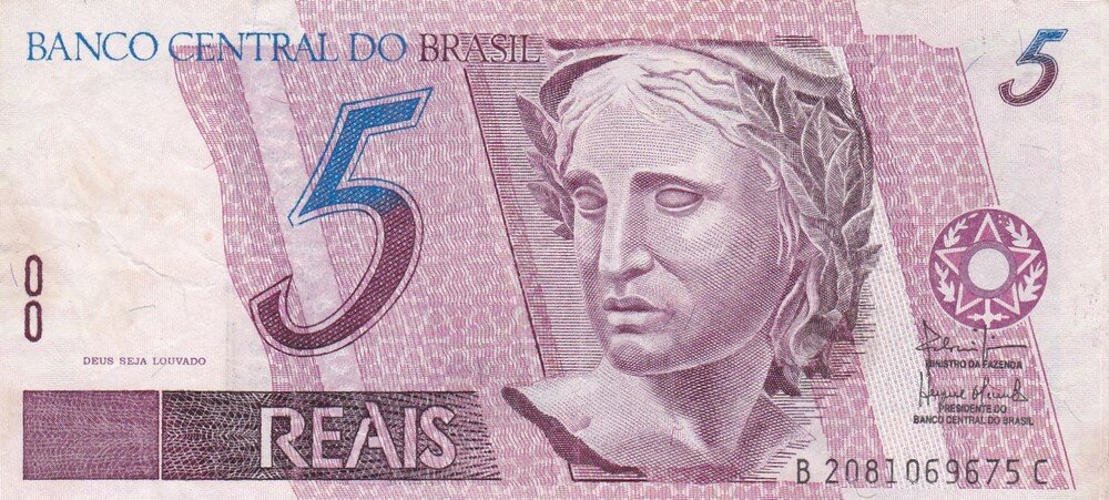 Бразилия 5 реалов 2003 г.