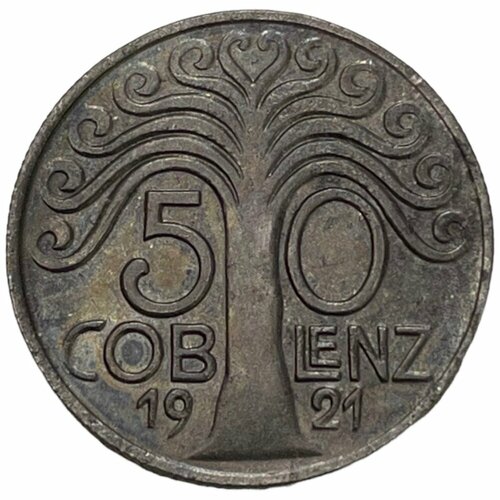 клуб нумизмат монета 75 пфеннигов германия нотгельды 1921 года керамика кобленц Германия (Веймарская Республика) Кобленц 50 пфеннигов 1921 г.