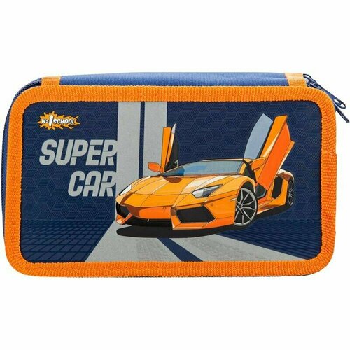 Пенал N 1 School Super car трехсекционный синий, 1557065