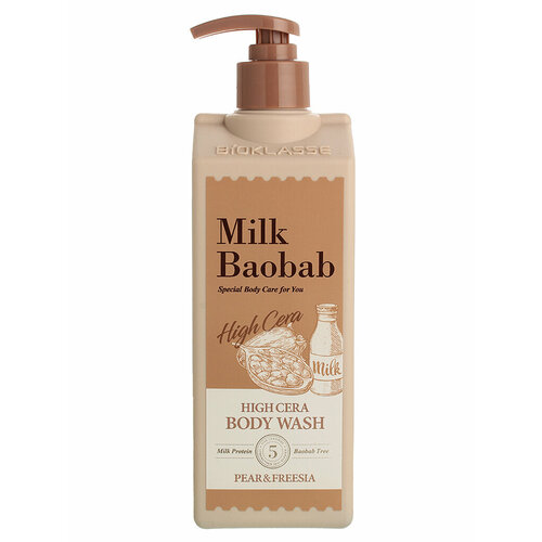 MB HCPF Гель для душа MilkBaobab High Cera Body Wash Pear&Freesia 500ml бальзам для волос milkbaobab milkbaobab high cera treatment mimosa 500 мл