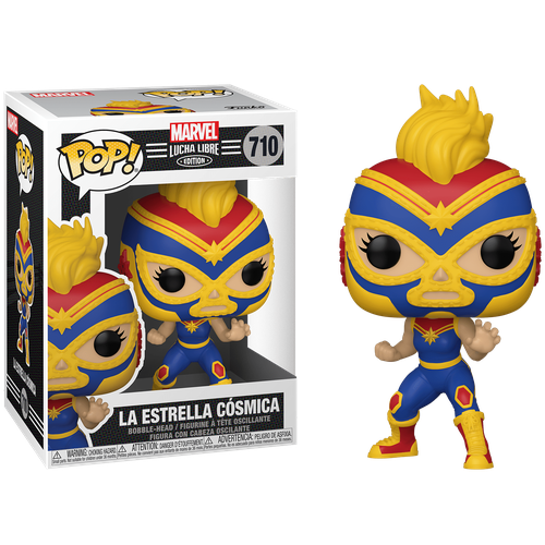 Фигурка Funko POP La Estrella Cosmica Captain Marvel из комиксов Marvel: Lucha Libre Edition набор фигурка marvel lucha libre edition el venenoide venom набор стикеров marvel avengers