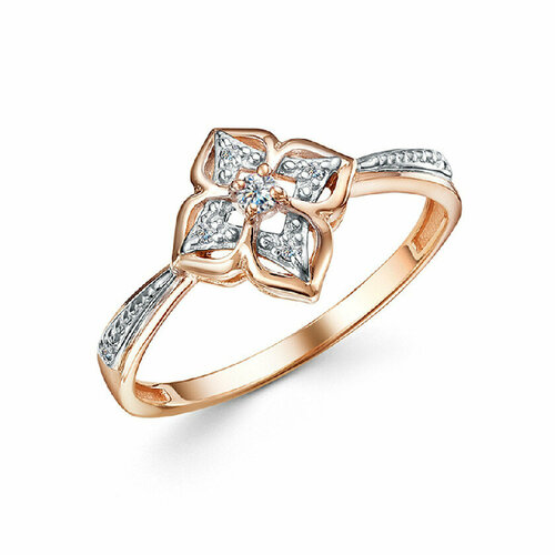 фото Кольцо rusgoldart, золото, 585 проба, фианит, размер 18, красный, золотой