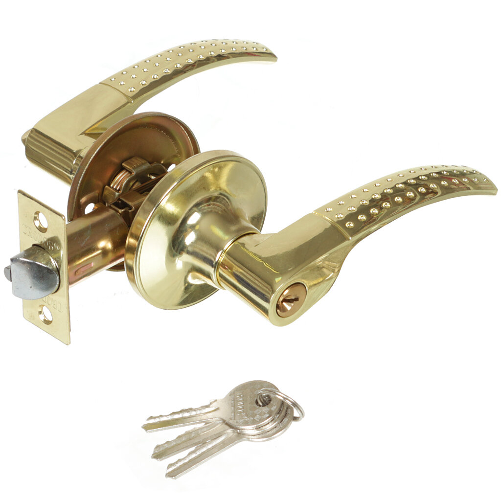 Дверная ручка-кноб с замком Trodos ЗВ6-01 204203 алюминий золото