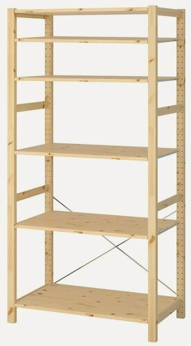 Изображение товара Стеллаж деревянный напольный IKEA Ivar 89х30х226 см, 6 полок, сосна
