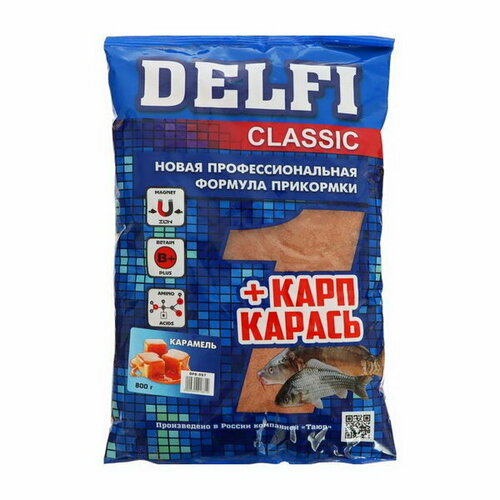 прикормка delfi classic карп карась карамель 800 г Прикормка DELFI Classic, карп-карась, карамель, 800 г