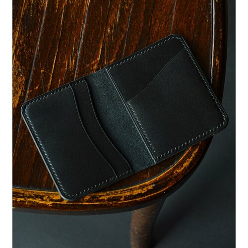 Кредитница натуральная кожа, 3 кармана для карт, 3 визитки, черный