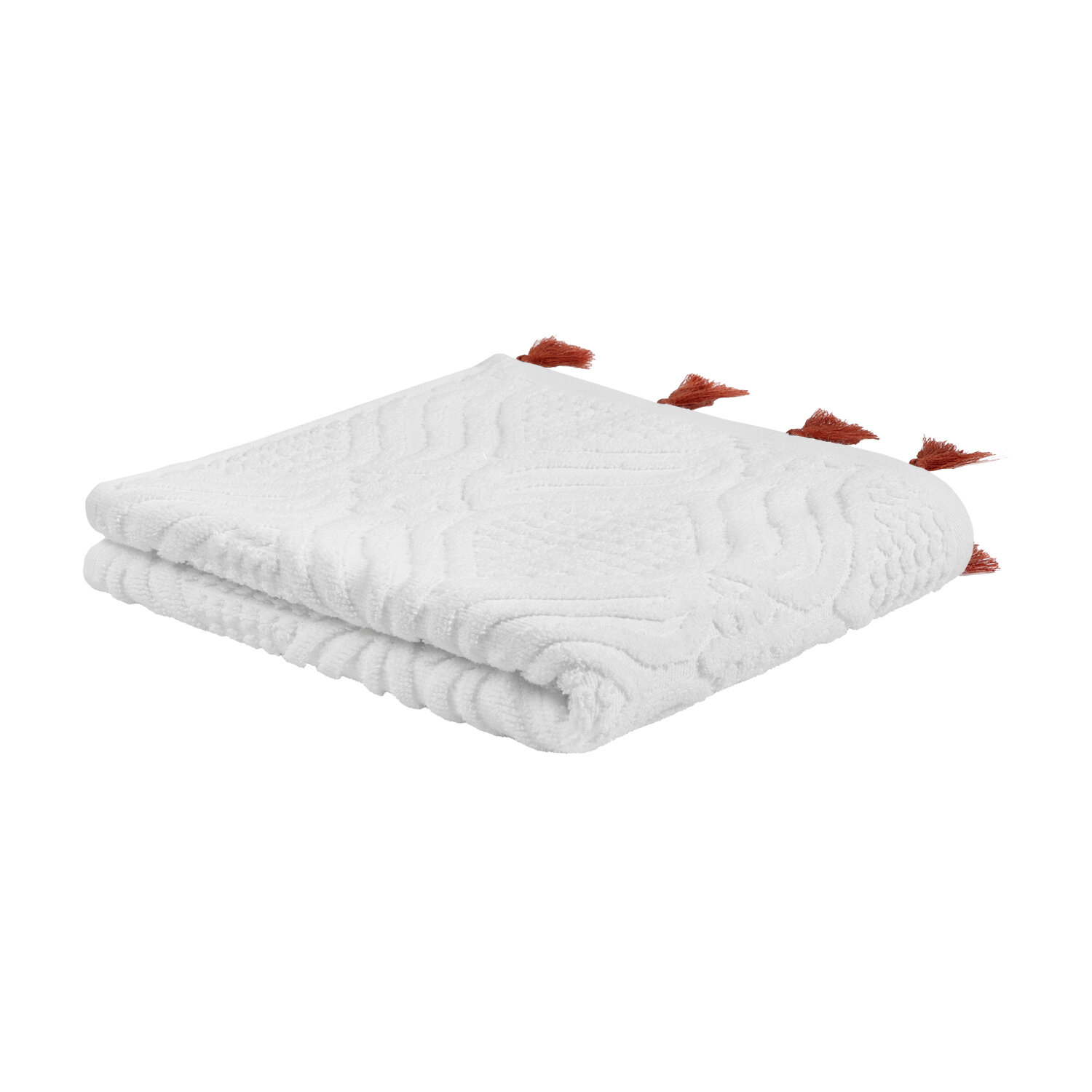 Полотенце для ванной 50х90 см из коллекции Essential для рук и лица хлопковое белое с кисточками Tkano TK23-HT0003