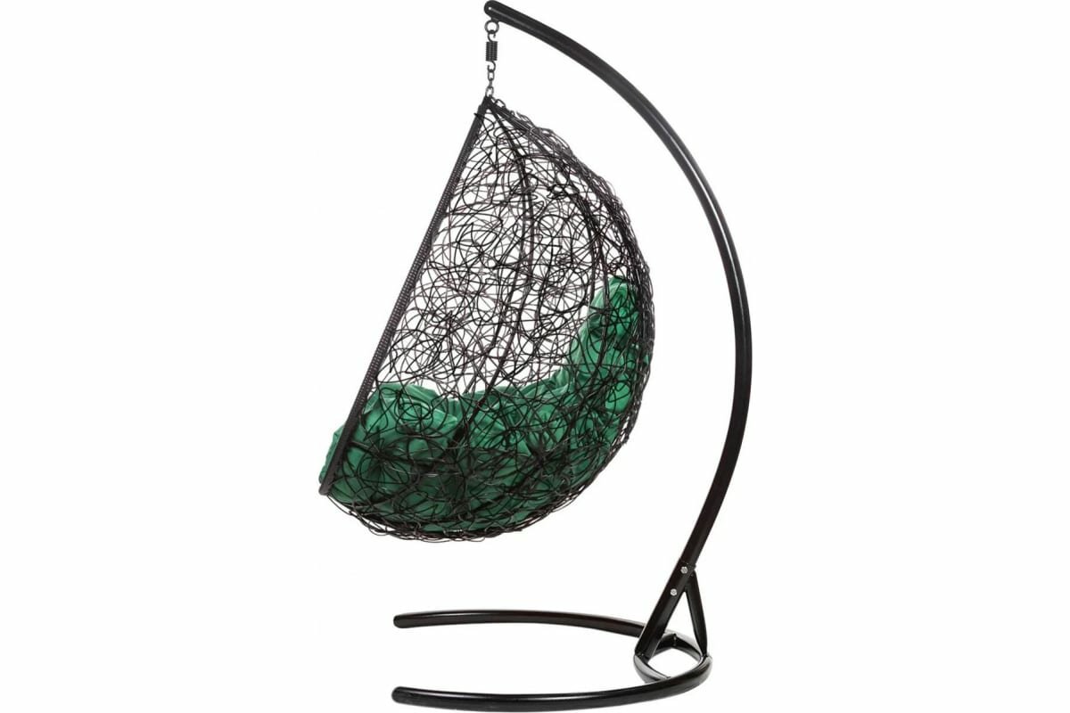 Двойное подвесное кресло Bigarden Gemini black, зеленая подушка - фотография № 3
