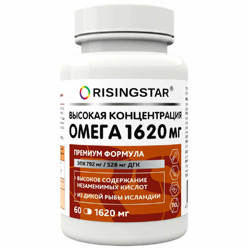 RISINGSTAR Омега-3, 1620 мг, 60 капсул, Risingstar
