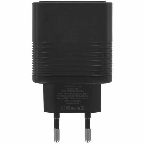 Сетевое зарядное устройство PERO TC11 USB-A QC3.0 + USB-C PD, 45W черный - фото №5
