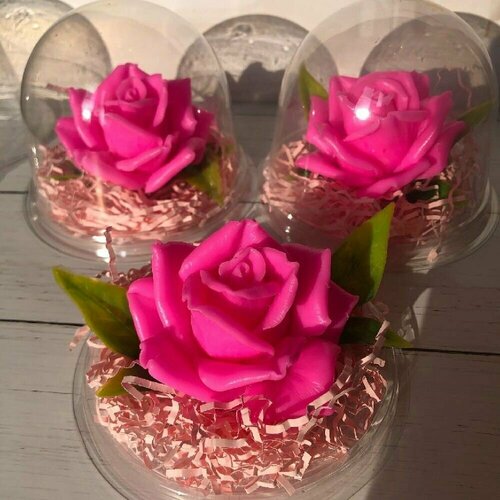 Мыло ручной работы Роза в куполе подарок для девушки мамы бабушки 400₽