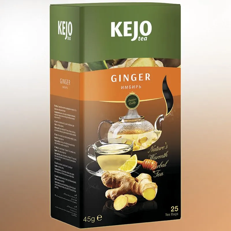 Чай травяной с имбирем Kejofoods Ginger в пакетиках, 25 штук по 1,8 г
