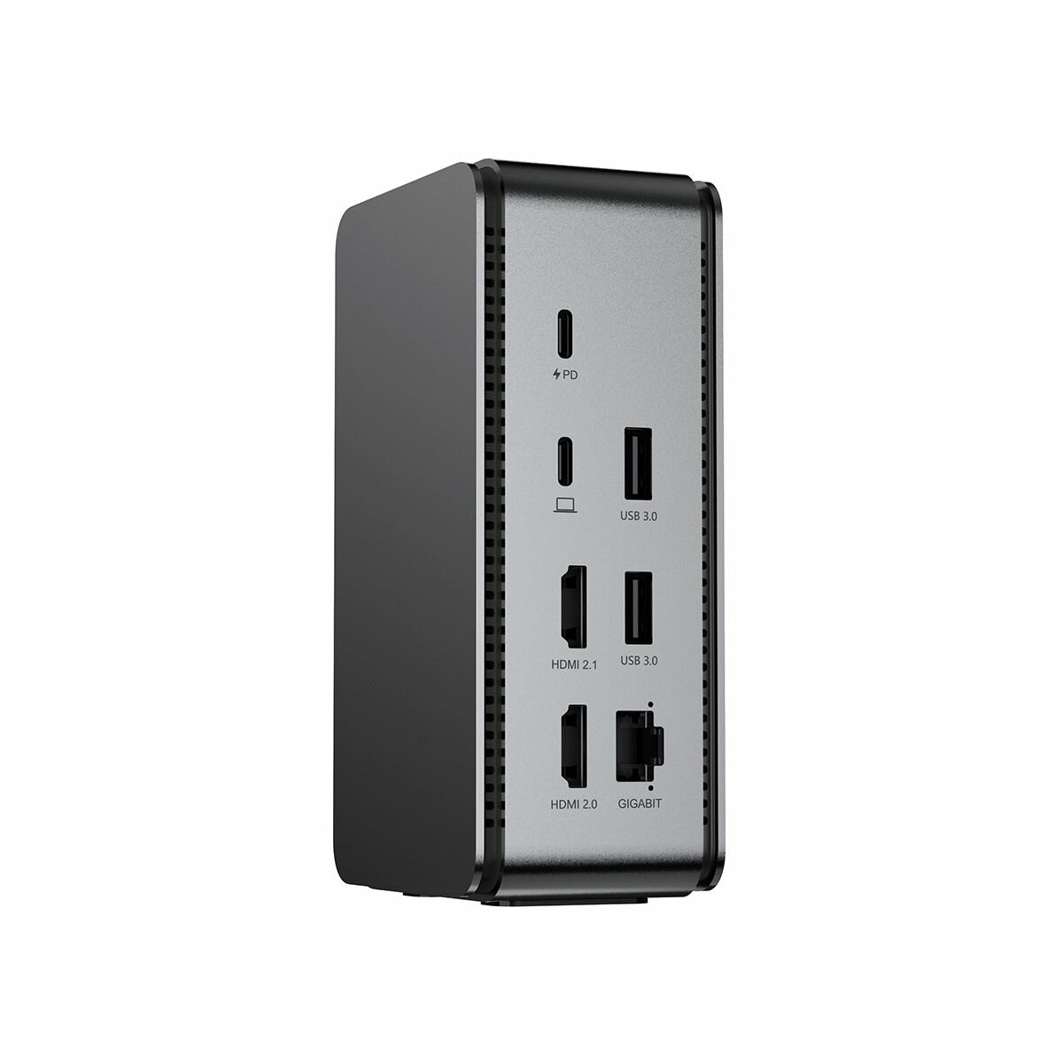 Док-станция Type-C 11 в 1 Multimedia DUAL HDMI/Type-C/USB 3.0/RJ45/AUS 3.5/SD/TF Lyambda Aluminum