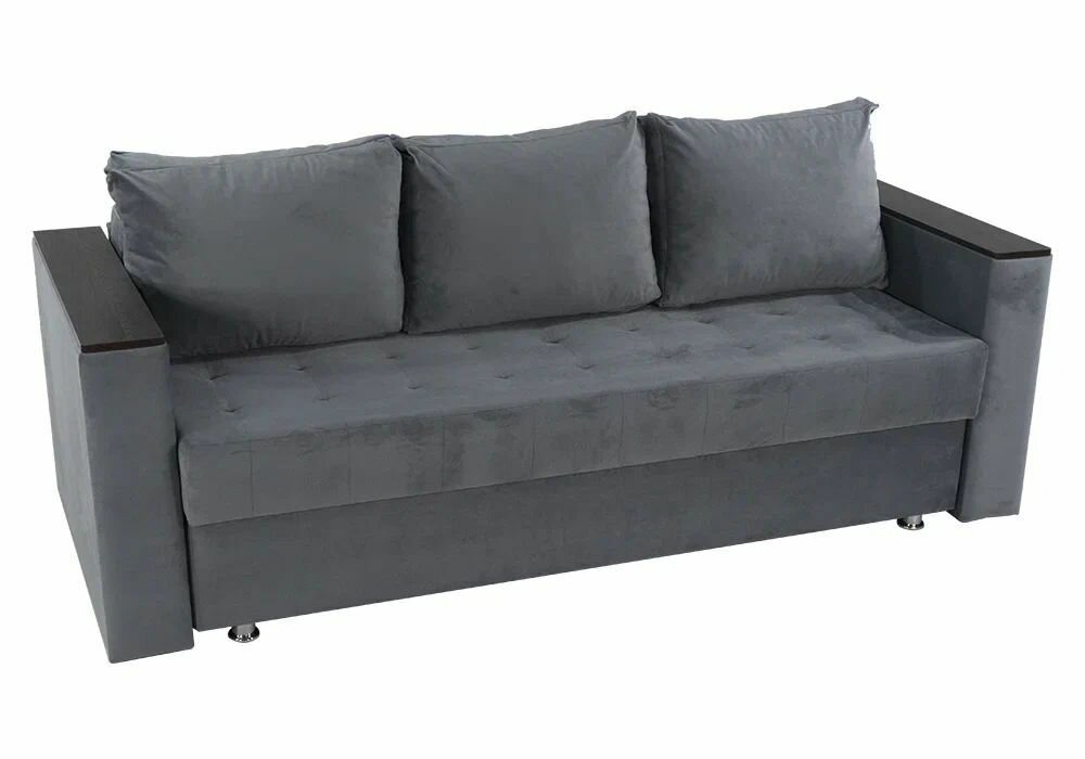 фото Выкатной диван-еврокнижка прямой Панда серый с ящиком для белья (сп. м. 140 см х 190 см)