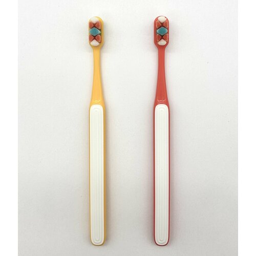 MIKOLIFE Набор зубных щеток для взрослых 2 шт. голубая+коралловая