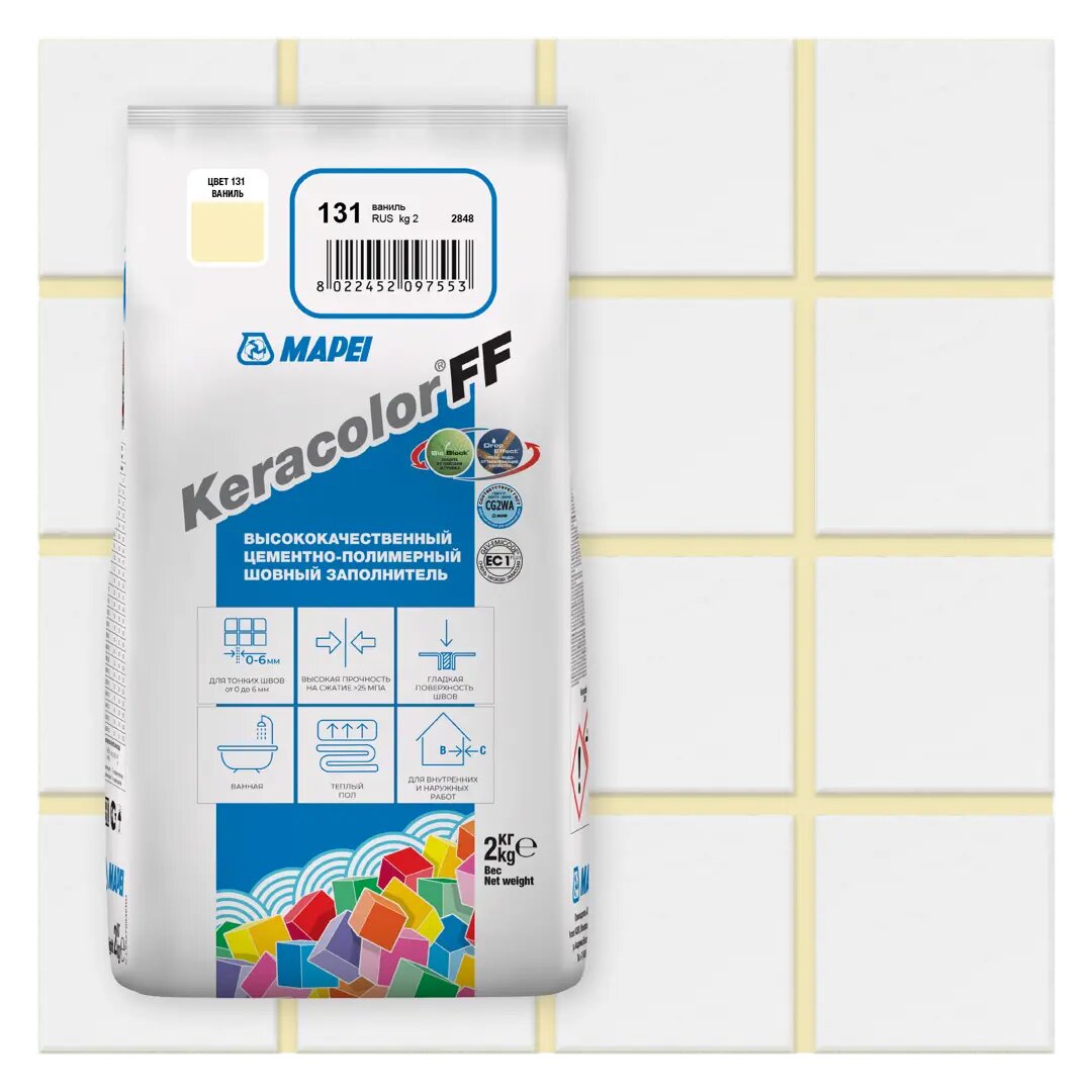 Затирка цементная Mapei Keracolor FF 131 цвет ваниль 2 кг