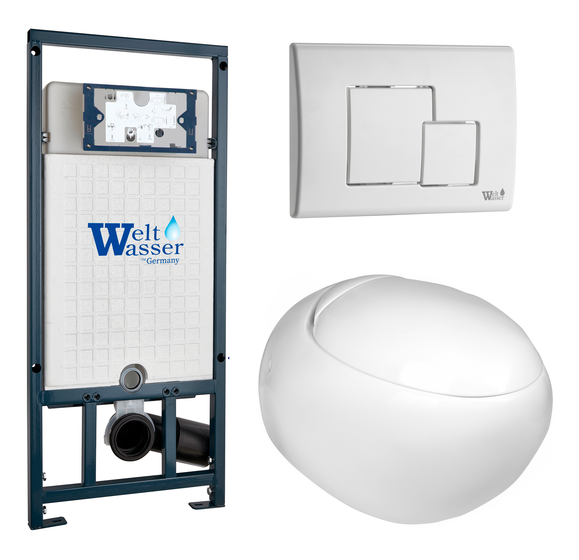 фото Унитаз с инсталляцией WeltWasser MARBERG 507 + JECKENBACH 004 GL-WT + MAR 507 SE GL-WT