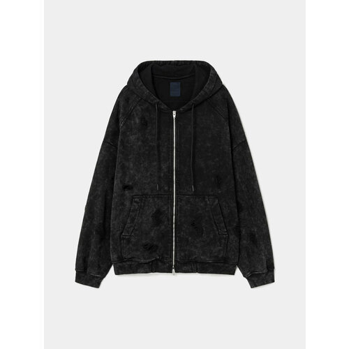 фото Худи juun.j cotton dying damaged zip-up, размер l, черный