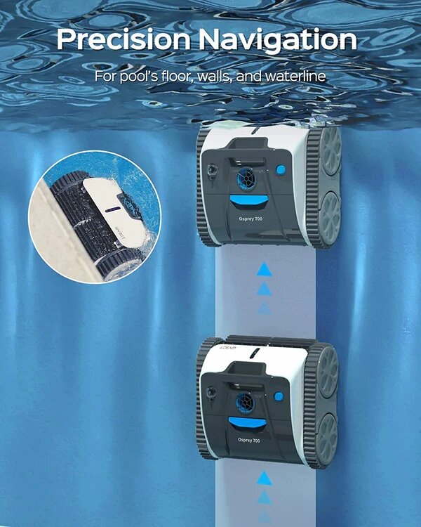 Беспроводной робот-пылесос для бассейна Osprey-700, 65Вт, Li-ion 8.8 Ач, 10м³/час, дно/стены, до 80м² - фотография № 8