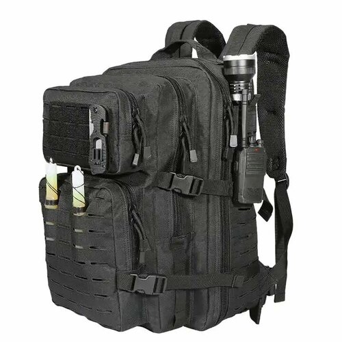 фото Рюкзак тактический рейдовый yakeda laser cut assault backpack black/ранец городской походный для охоты и рыбалки 45 литров