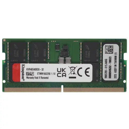 Оперативная память для ноутбука Kingston ValueRAM SO-DIMM 32Gb DDR5 4800 MHz KVR48S40BD8-32 1297500₽
