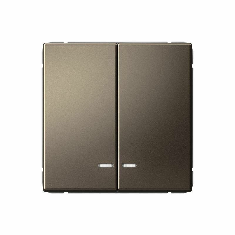 Выключатель 2-клавишный с подсветкой Systeme Electric (Schneider Electric) ArtGallery, 10АХ, сталь - фото №1