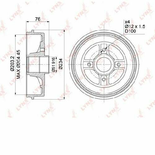 Барабан тормозной 203x505 подходит для Renault Logan I 14-16 04 Sandero 16 07 Clio II 12-19D 98 Megane I 14 lynx BM-1003 1шт 4096₽