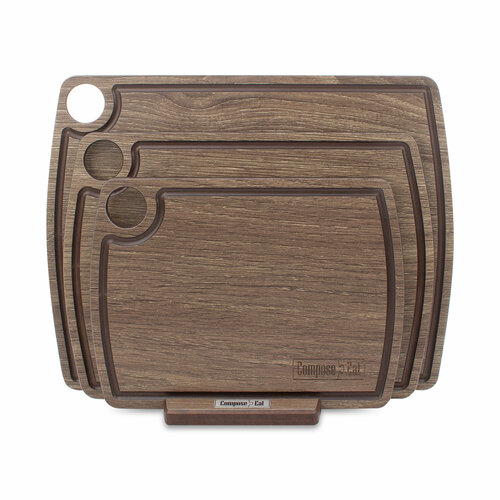 Набор из 3-х разделочных досок на подставке, дуб темный, в подарочной коробке, композитный материал NRD39748LS6 Fashion