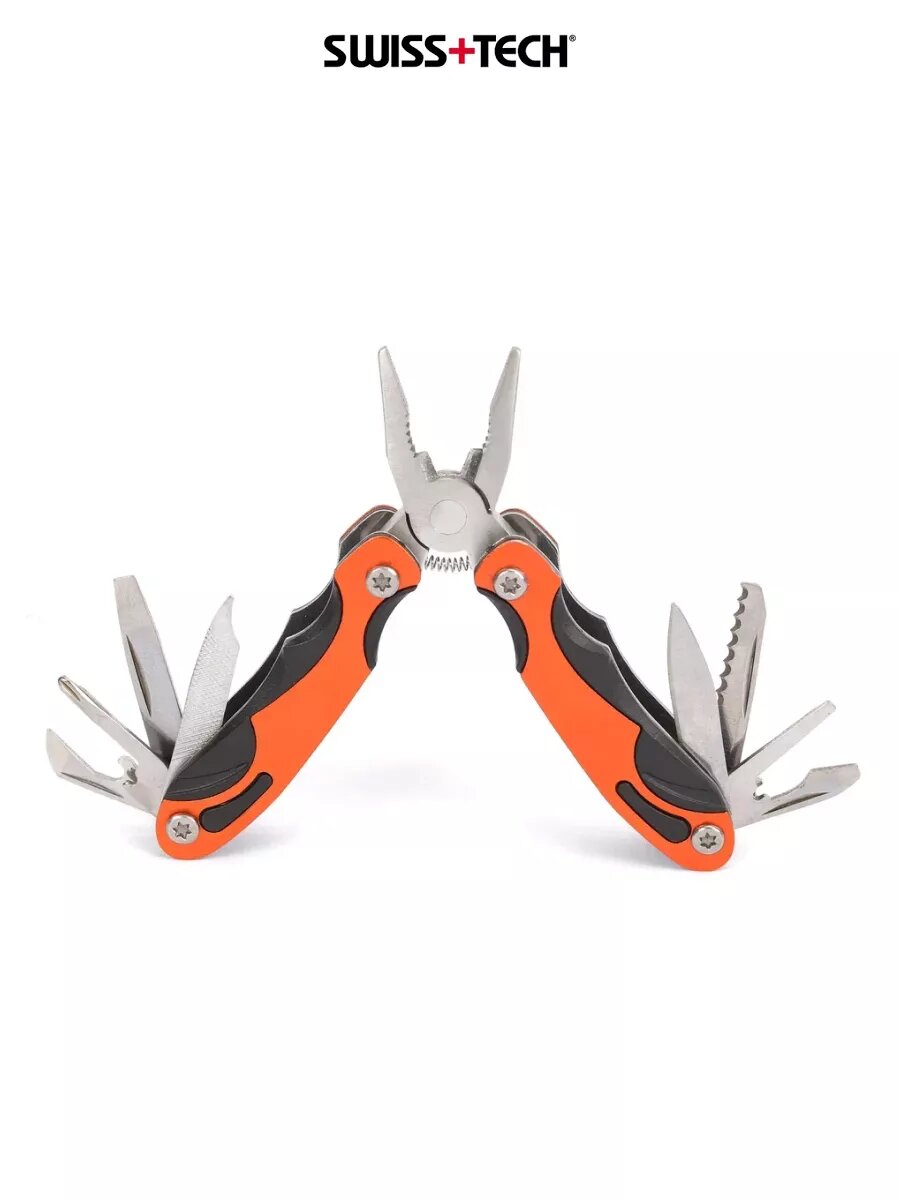 Мультитул плоскогубцы 12 в 1 ST36019, SWISS+TECH, цвет оранжевый/черный — фото 1