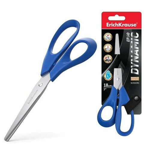 Ножницы для левшей 18 см ErichKrause Dynamic увеличенная толщина лезвий 651₽