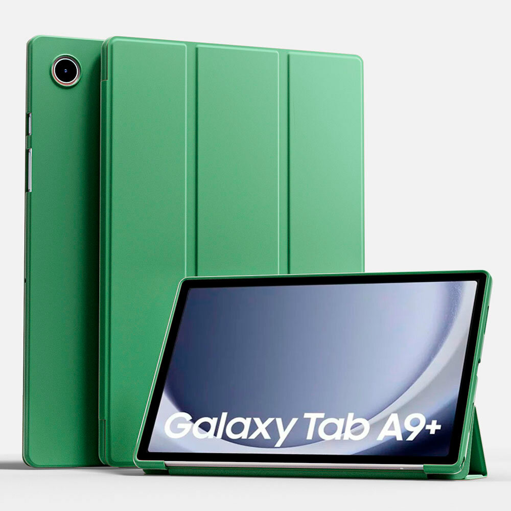 Чехол для планшета Samsung Galaxy Tab A9 Plus 11 дюймов (SM-X210/X216), из мягкого силикона, трансформируется в подставку (салатовый)