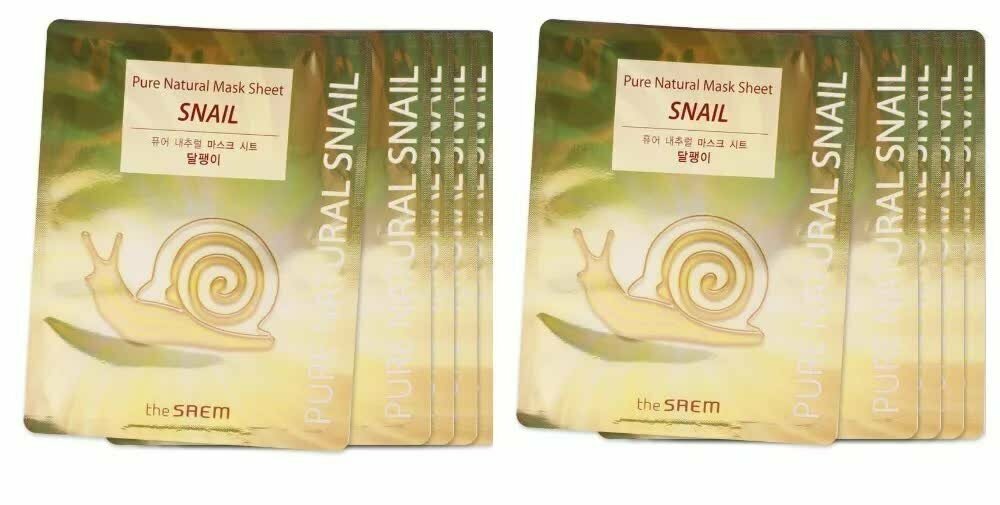 Маска тканевая с муцином улитки The Saem Pure Natural Mask Sheet Snail 10шт