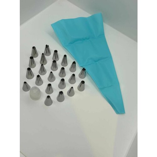 Набор кондитерских насадок с кондитерским мешком 22 шт фиксатор для насадки 1 шт 410₽