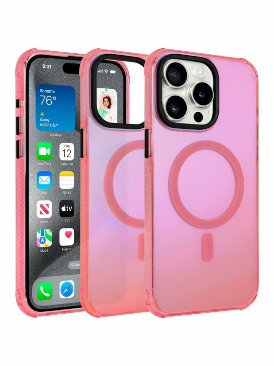 фото Противоударный чехол Gurdini Asty с MagSafe для iPhone 15 Pro Max Pink (розовый)