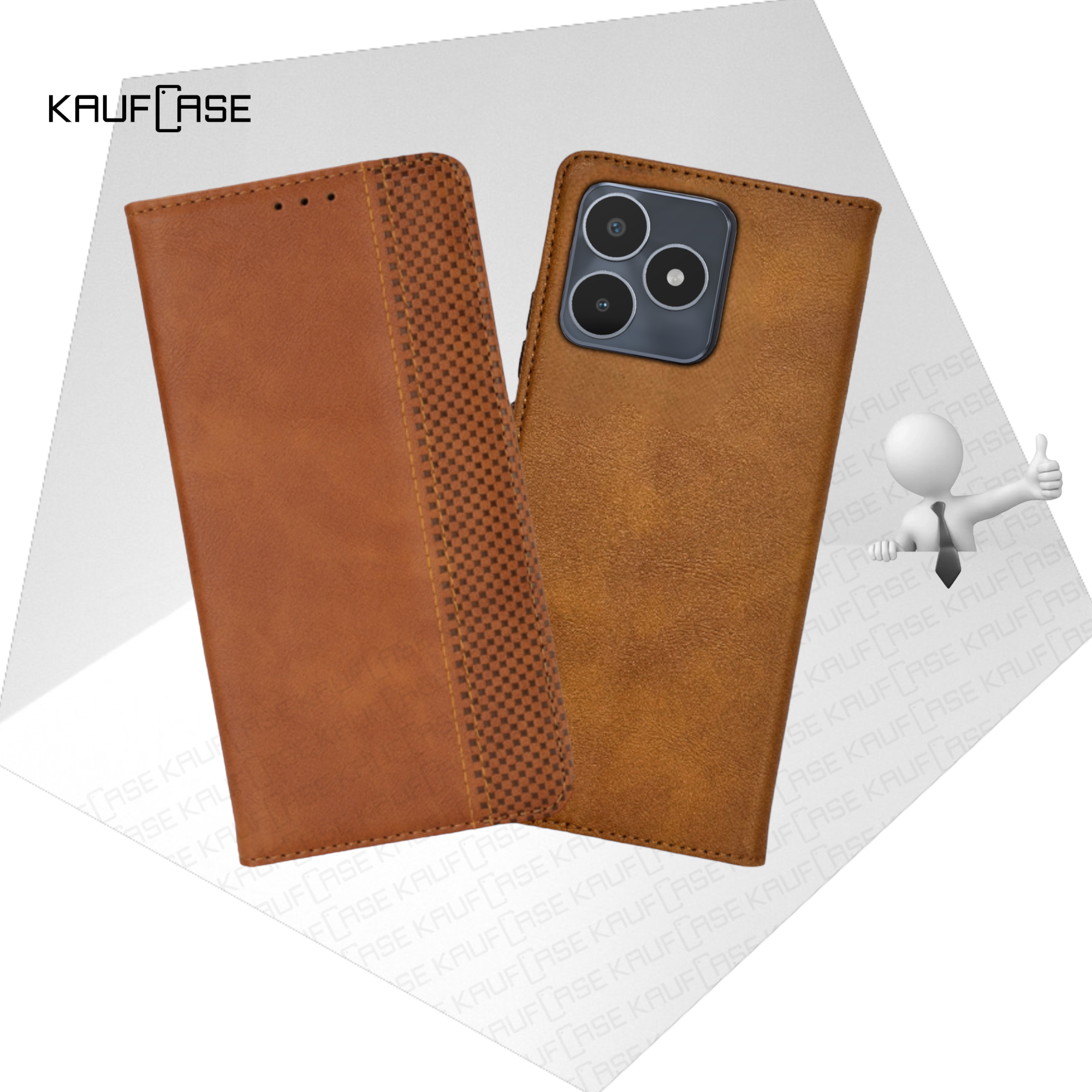 Чехол книжка, кошелек для телефона Realme Note 50 (6.74"), коричневый. Комбинированный принт, кожа и квадраты