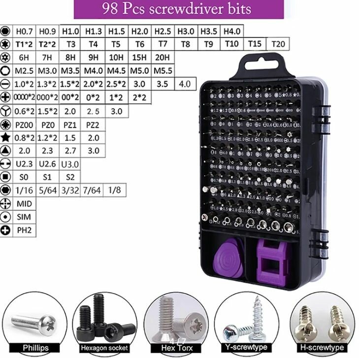 Набор отверток в 2х стороннем боксе серый 115 в 1 — фото 1