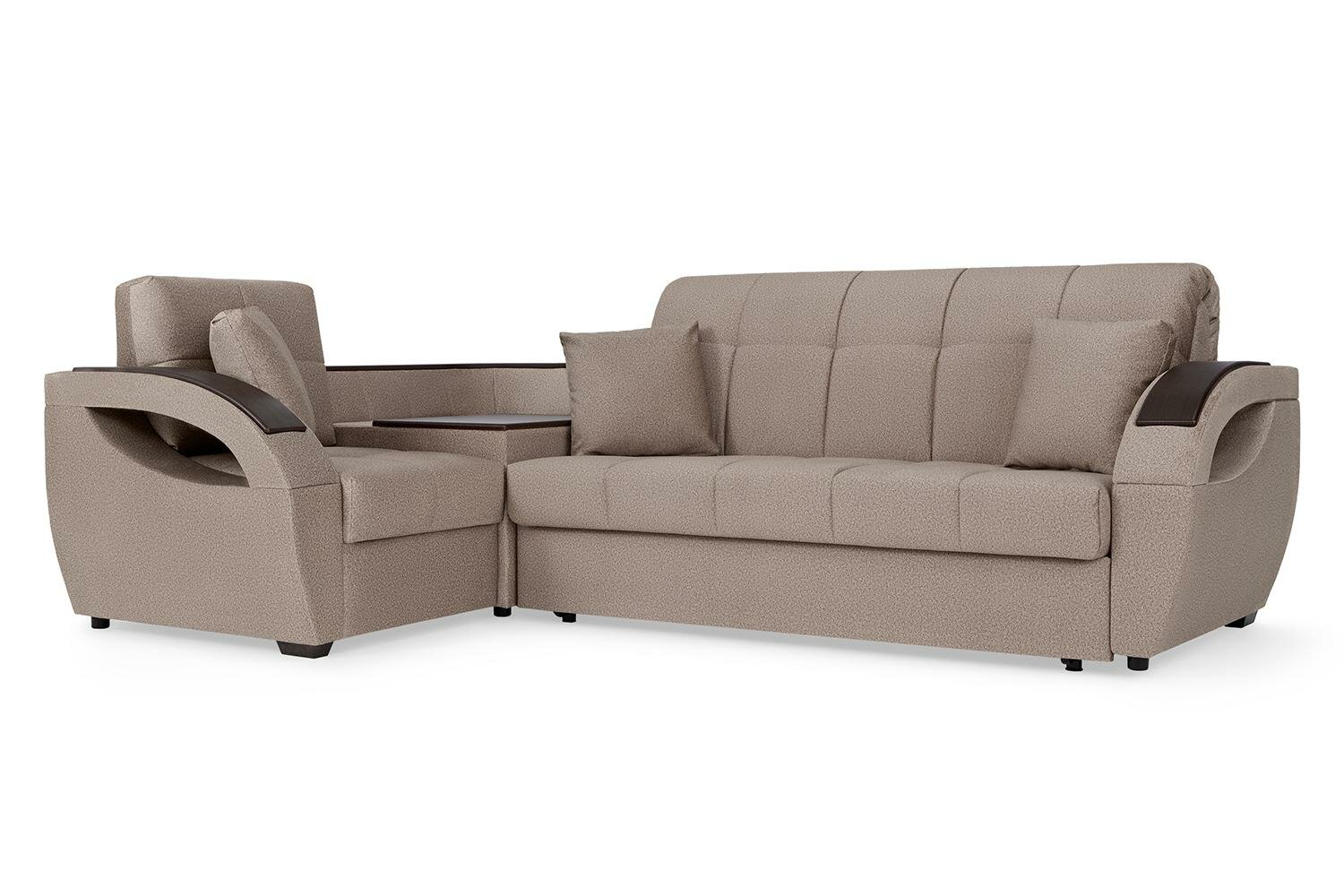 фото Угловой диван-кровать DREAMART Монреаль, левый угол, цвет медово-коричневый