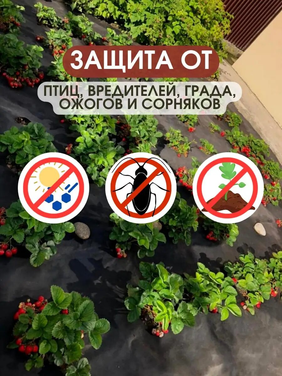 Укрывной спанбонд Агросетка-Юг, черный, 4,2x10 м, толщина 60 микрон — фото 1