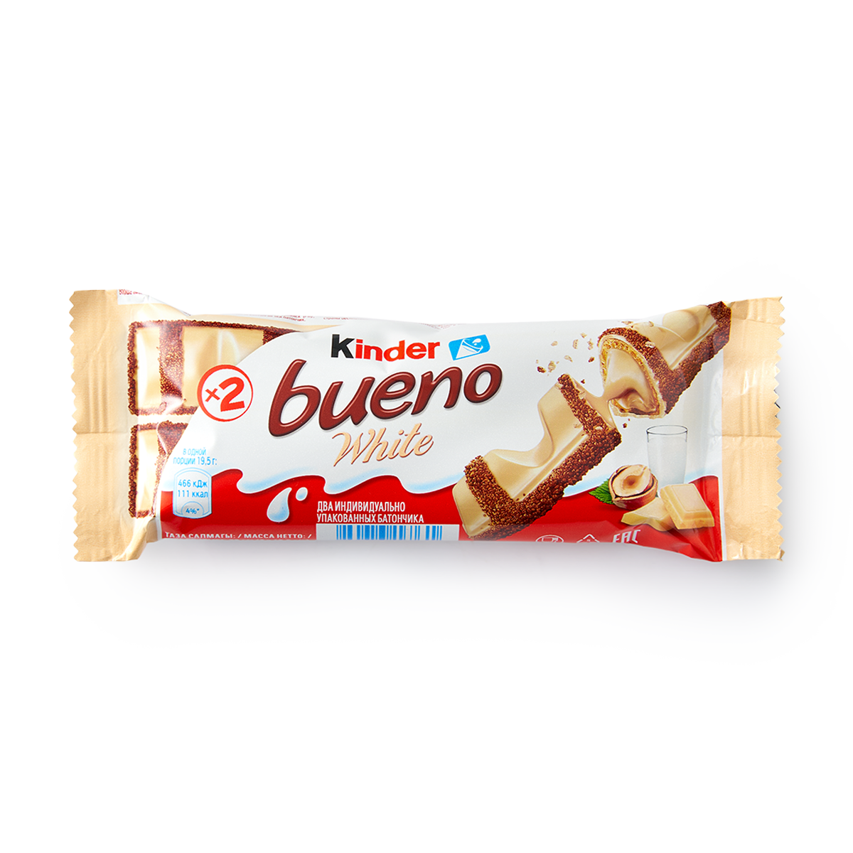 Вафли Kinder Bueno White c молочно-ореховой начинкой в белом шоколаде