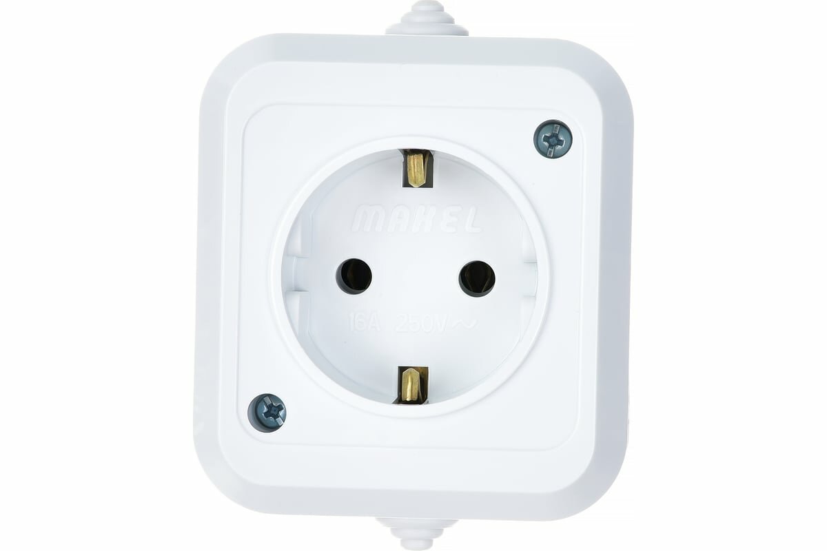 Розетка с заземлением белая Makel 18308
