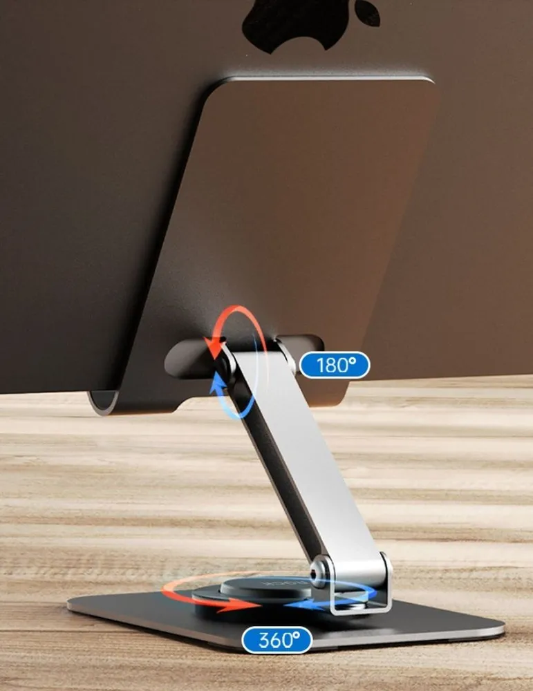 Держатель для смартфона и планшета металлический ROCK Metal Rotatable Desktop Mobile Phone Holder серый — фото 1
