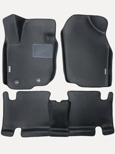 Изображение товара Коврики ЕВА EVA ЭВА с бортами 3д 3D для Volkswagen GOLF Plus 2009-2014 / Фольцваген Гольф Плюс / черный(ромб)-черный / резин подпятник + 2 лого