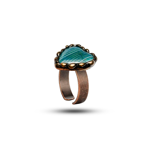 Кольцо LUMINORA, агат, безразмерное, голубой, синий, мультиколор