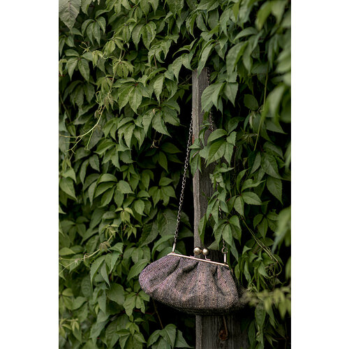 Сумка Madame Reticule, фактура вязаная, бархатистая, матовая, рельефная, серый