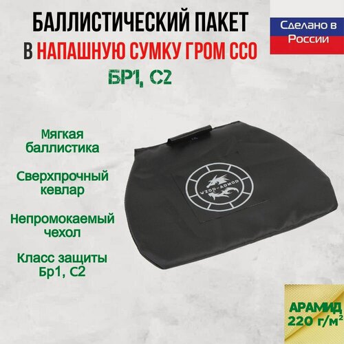 Изображение товара Бронепакет Wzor-Armor для сумки ССО гром, арамидная баллистика, 18 слоев